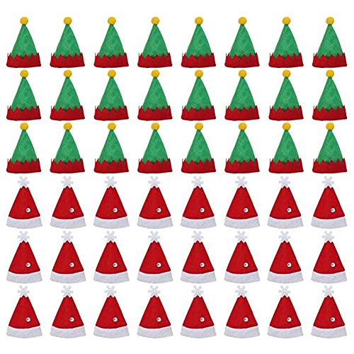 Hxhsgmeh 48 StüCk Mini Weihnachtsmann Weihnachten Hut Lollipop Top Topper Abdeckung Frohe Weihnachten Dekorationen Wein Flasche Schutz Kappe von Hxhsgmeh