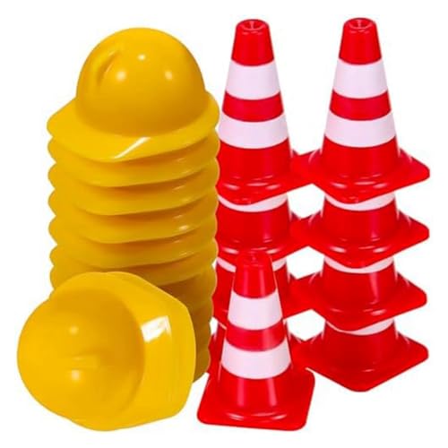 Hxhsgmeh 50 Stück Mini-Verkehrskegel, Verkehrskegel Aus Kunststoff, mit 50 Stück Mini-Schutzhelm, Mini-Verkehrsschilder, Baukegel, Partyzubehör Hxhsgmeh 50 Stück Mini-Verkehrskegel, Verkehrskegel Aus Kunststoff, mit 50 Stück Mini-Schutzhelm, Mini-Verkehrsschilder, Baukegel, Partyzubehör von Hxhsgmeh