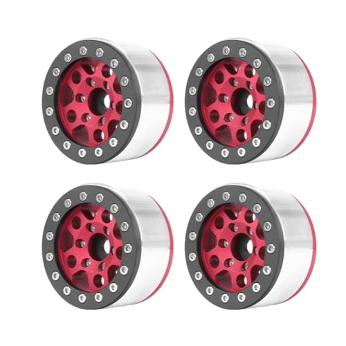 Hxhsgmeh Rot-Schwarzer, 1,55 Metallrad für 1/10 RC Crawler Fahrzeug Axial SCX10 Ghost TRX4 TRX6 D90 4WD von Hxhsgmeh