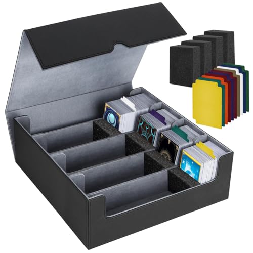 Hxhsgmeh Sammelkarten-Aufbewahrungsbox, 4-Reihige Kartendeck-Hülle, Kartenbox mit Magnetverschluss für Spielkarten, Schwarz und von Hxhsgmeh