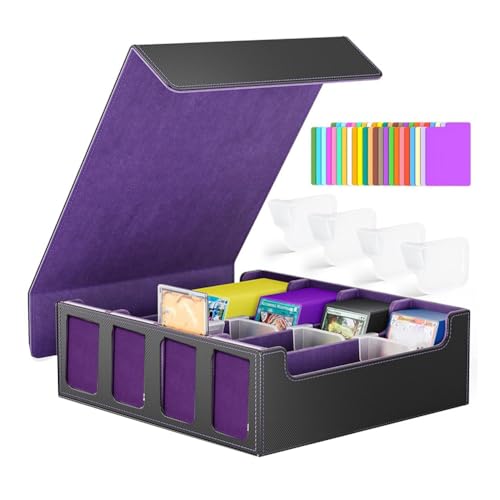 Hxhsgmeh Sammelkarten-Aufbewahrungsbox mit, 4-Reihige Kartenspielbox mit Abnehmbarem Deckel, Kartenspielbox für Spiel- und Sportkarten, Schwarz und Lila Hxhsgmeh Sammelkarten-Aufbewahrungsbox mit, 4-Reihige Kartenspielbox mit Abnehmbarem Deckel, Kartenspielbox für Spiel- und Sportkarten, Schwarz und Lila von Hxhsgmeh