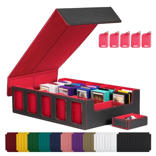 Hxhsgmeh Sammelkarten-Aufbewahrungsbox mit, 5-Reihige Kartenspielbox mit Abnehmbarem Deckel, Kartenspielbox für Spiel- und Sportkarten, Schwarz+Rot Hxhsgmeh Sammelkarten-Aufbewahrungsbox mit, 5-Reihige Kartenspielbox mit Abnehmbarem Deckel, Kartenspielbox für Spiel- und Sportkarten, Schwarz+Rot von Hxhsgmeh