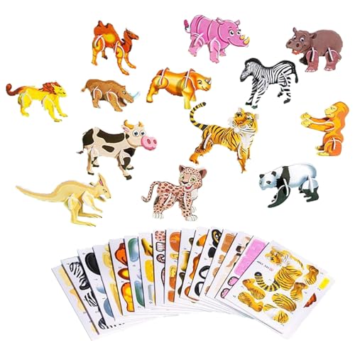 Hxiaen 100 Puzzle 3D Cartoon Puzzle DIY Spaß Kreatives Spielzeug 3D Tier Puzzle Kinder 3D Puzzle Cartoon Spielzeug (4 optional) Kunst Und Handwerk Für Kinder 4-6 (A, One Size) von Hxiaen