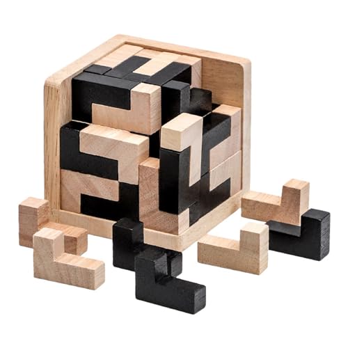 Hxiaen Brain Teaser Puzzle Cube Holzpuzzles T-förmiges L-Puzzle Lernspielzeug für Kinder und Erwachsene Kleinkindspielzeug (B, One Size) von Hxiaen