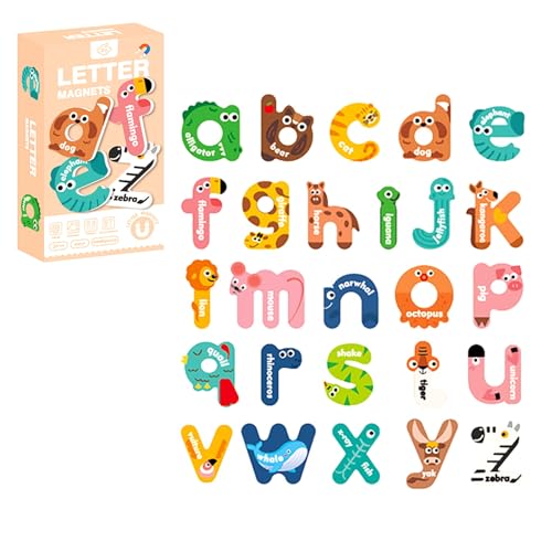 Hxiaen Buchstaben-Spielzeug für Babys, im von 1, 2 und 3 Jahren, niedliche Tiere, Spielzeug, pädagogisches Lern-Alphabet, Magnete für den Kühlschrank, Osterkorb-Stuffers Lernuhren (D, One Size) von Hxiaen