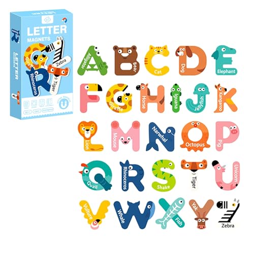 Hxiaen Buchstaben-Spielzeug für Babys, im von 1, 2 und 3 Jahren, niedliche Tiere, Spielzeug, pädagogisches Lern-Alphabet, Magnete für den Kühlschrank, Osterkorb-Stuffers Lernuhren (E, One Size) von Hxiaen