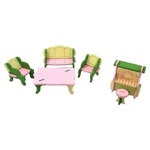 Hxiaen Buntes Holz-Puppenhaus-Möbel-Set, Holz-Miniatur-Badezimmer/Wohnzimmer/Schlafzimmer/Küche, Hausmöbel, Puppenhaus, Puppendekoration, Zubehör, so tun, als würden Sie Baby (C, One Size) von Hxiaen