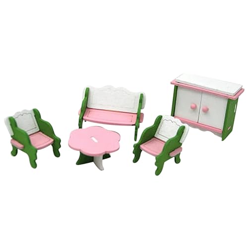 Hxiaen Buntes Holz-Puppenhaus-Möbel-Set, Holz-Miniatur-Badezimmer/Wohnzimmer/Schlafzimmer/Küche, Hausmöbel, Puppenhaus, Puppendekoration, Zubehör, so tun, als würden Sie Baby (E, One Size) von Hxiaen