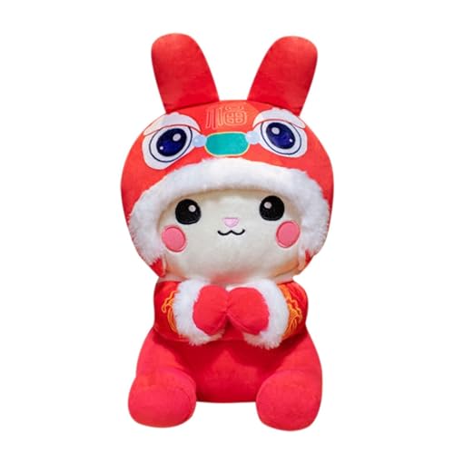 Hxiaen Kaninchen Puppe Geschenk Maskottchen Hase Plüsch Spielzeug Puppe Spielzeug Festival Chinesische Jahr Geschenk Tier Plüsch Puppe Spielzeug 8'' Plüschtier 30 cm (Red, A) von Hxiaen
