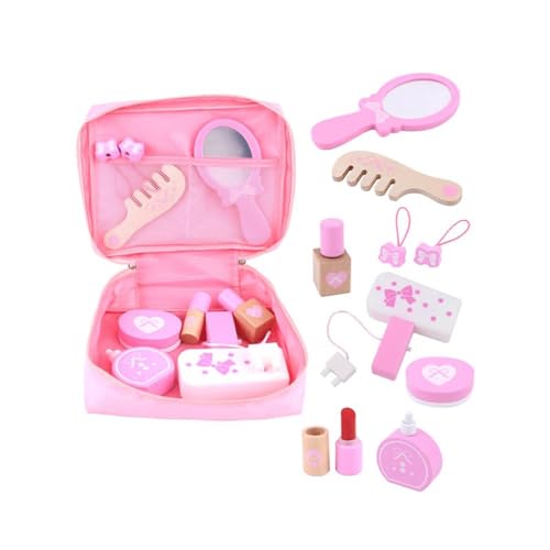 Hxiaen Kinder Kosmetik Prinzessin Holztasche Simulation Mädchen Set Spielzeug Make-up Spaß Bildung Compatible with Motorikschleifen (Pink, One Size) von Hxiaen