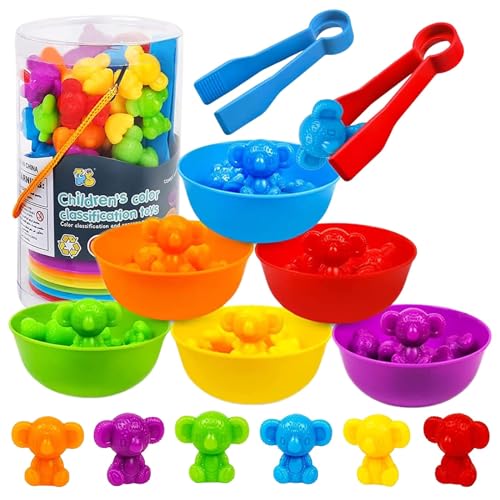Hxiaen Regenbogen-Zähl-Koala-Spielzeug für die frühe Bildung, Mathe-Unterricht, Kindergarten-Spielset Kleinkindspielzeug Für Mädchen (Blue, One Size) von Hxiaen