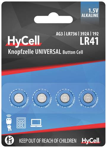 HyCell Knopfzelle LR 41 1.5V 4 St. 30 mAh Alkali-Mangan AG3 von HyCell