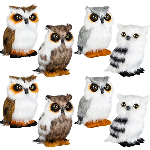 8 Stück Mini Eule Plüschtier Eule Plüsch Stofftier, 8,1 cm weicher Vogel Stofftier grau verschneite Eule Plüsch Weiß Eule Dekor für Weihnachten Urlaub Hängende Ornamente Geburtstag Party Geschenke von HyDren