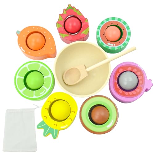 Hyacinthy Montessori Sortierspiel, Farben Lernen Spielzeug für Kleinkinder, Bälle in Tassen Früchte Holzspielzeug, Baby-Spielzeug für das Lernen Matching für 3 Jahre alt Jungen Mädchen Geschenke von Hyacinthy