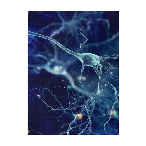 Puzzle 500 Teile für Erwachsene Familien Puzzlespiel für die ganze Familie Anspruchsvolle Puzzles,3D Gehirnzelle Neuron Neurologie von Hyaszst