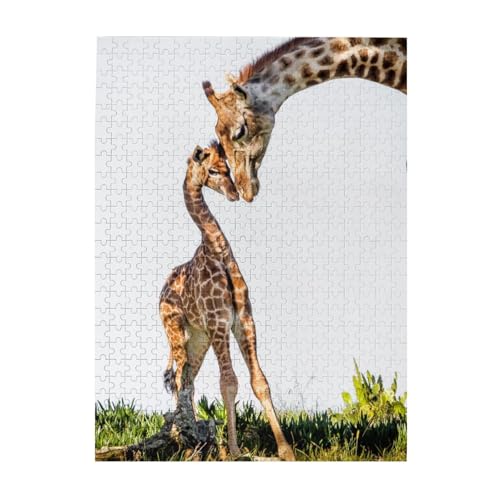 Puzzle 500 Teile für Erwachsene Familien Puzzlespiel für die ganze Familie Anspruchsvolle Puzzles,3D Giraffe Südafrika von Hyaszst
