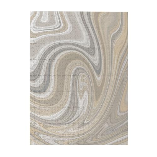 Puzzle 500 Teile für Erwachsene Familien Puzzlespiel für die ganze Familie Anspruchsvolle Puzzles,Beige und graue Wirbel neutrales Dekor von Hyaszst