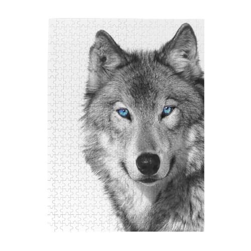 Puzzle 500 Teile für Erwachsene Familien Puzzlespiel für die ganze Familie Anspruchsvolle Puzzles,Blauäugiger Wolf Puzzle 500 Teile für Erwachsene Familien Puzzlespiel für die ganze Familie Anspruchsvolle Puzzles,Blauäugiger Wolf von Hyaszst