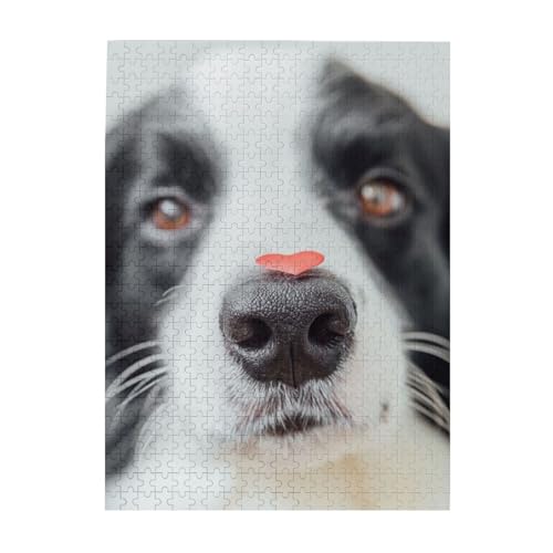 Puzzle 500 Teile für Erwachsene Familien Puzzlespiel für die ganze Familie Anspruchsvolle Puzzles,Border Collie Hund Herz Muster Puzzle 500 Teile für Erwachsene Familien Puzzlespiel für die ganze Familie Anspruchsvolle Puzzles,Border Collie Hund Herz Muster von Hyaszst