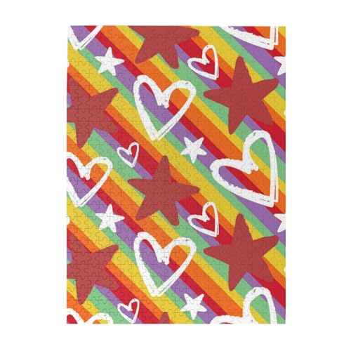Puzzle 500 Teile für Erwachsene Familien Puzzlespiel für die ganze Familie Anspruchsvolle Puzzles,Buntes, Herz, Und, Stern, Muster Puzzle 500 Teile für Erwachsene Familien Puzzlespiel für die ganze Familie Anspruchsvolle Puzzles,Buntes, Herz, Und, Stern, Muster von Hyaszst