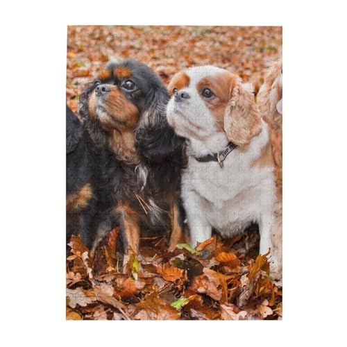 Puzzle 500 Teile für Erwachsene Familien Puzzlespiel für die ganze Familie Anspruchsvolle Puzzles,Cavalier King Charles Spaniel Herbstwelpen Puzzle 500 Teile für Erwachsene Familien Puzzlespiel für die ganze Familie Anspruchsvolle Puzzles,Cavalier King Charles Spaniel Herbstwelpen von Hyaszst