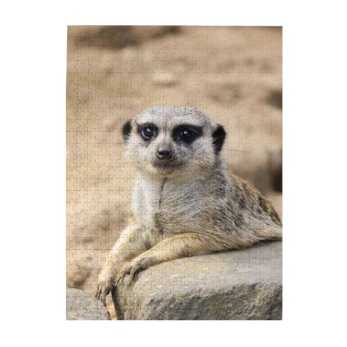 Puzzle 500 Teile für Erwachsene Familien Puzzlespiel für die ganze Familie Anspruchsvolle Puzzles,Erdmännchen-Tierdruck von Hyaszst