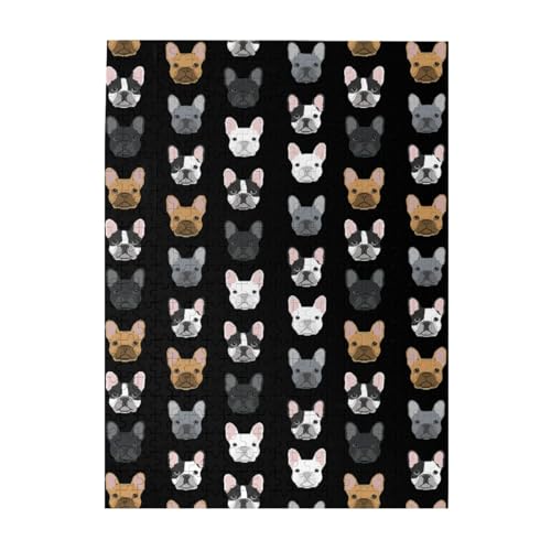 Puzzle 500 Teile für Erwachsene Familien Puzzlespiel für die ganze Familie Anspruchsvolle Puzzles,Französische Bulldogge süßer Hundewelpe Welpen Hund von Hyaszst