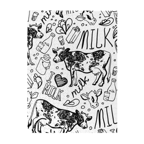 Puzzle 500 Teile für Erwachsene Familien Puzzlespiel für die ganze Familie Anspruchsvolle Puzzles,Hand, Ziehen, Kuh, Und, Milch von Hyaszst