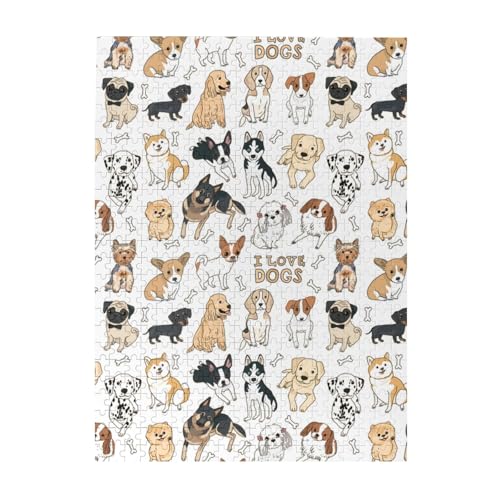 Puzzle 500 Teile für Erwachsene Familien Puzzlespiel für die ganze Familie Anspruchsvolle Puzzles,Hunde Gezeichnete Tiere verschiedener Rassen Puzzle 500 Teile für Erwachsene Familien Puzzlespiel für die ganze Familie Anspruchsvolle Puzzles,Hunde Gezeichnete Tiere verschiedener Rassen von Hyaszst