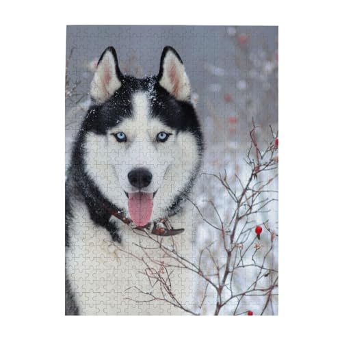 Puzzle 500 Teile für Erwachsene Familien Puzzlespiel für die ganze Familie Anspruchsvolle Puzzles,Husky im Winter Puzzle 500 Teile für Erwachsene Familien Puzzlespiel für die ganze Familie Anspruchsvolle Puzzles,Husky im Winter von Hyaszst