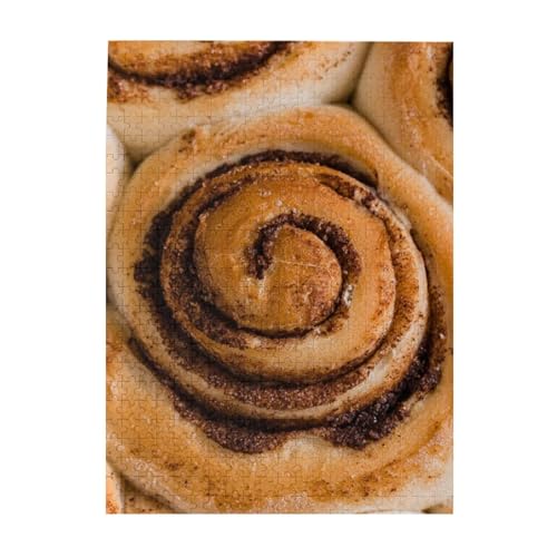Puzzle 500 Teile für Erwachsene Familien Puzzlespiel für die ganze Familie Anspruchsvolle Puzzles,Köstliches Zimtschnecken-Brotmuster von Hyaszst