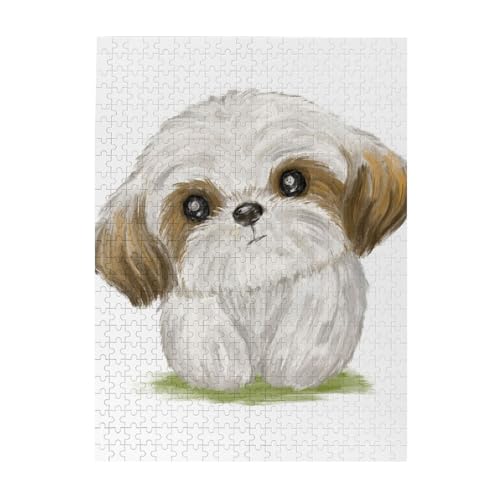 Puzzle 500 Teile für Erwachsene Familien Puzzlespiel für die ganze Familie Anspruchsvolle Puzzles,Moe Shih Tzu Hund süß von Hyaszst