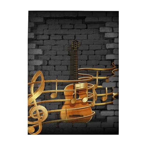 Puzzle 500 Teile für Erwachsene Familien Puzzlespiel für die ganze Familie Anspruchsvolle Puzzles,Note Gitarre gedruckt von Hyaszst