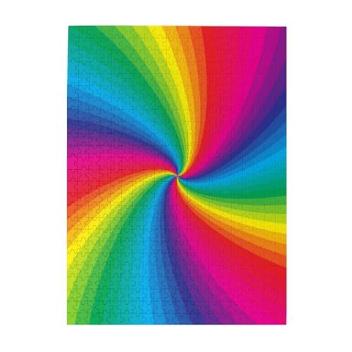 Puzzle 500 Teile für Erwachsene Familien Puzzlespiel für die ganze Familie Anspruchsvolle Puzzles,Regenbogen Bunte Spirale von Hyaszst