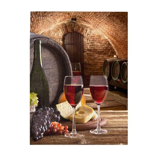Puzzle 500 Teile für Erwachsene Familien Puzzlespiel für die ganze Familie Anspruchsvolle Puzzles,Rotweinkeller Bedruckt von Hyaszst