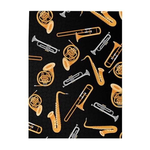 Puzzle 500 Teile für Erwachsene Familien Puzzlespiel für die ganze Familie Anspruchsvolle Puzzles,Saxophon Posaune Musik Schwarz Puzzle 500 Teile für Erwachsene Familien Puzzlespiel für die ganze Familie Anspruchsvolle Puzzles,Saxophon Posaune Musik Schwarz von Hyaszst