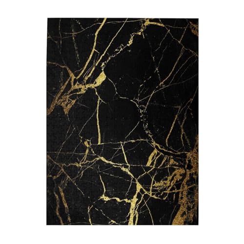 Puzzle 500 Teile für Erwachsene Familien Puzzlespiel für die ganze Familie Anspruchsvolle Puzzles,Schwarz-Gold-Marmor Bedruckt Puzzle 500 Teile für Erwachsene Familien Puzzlespiel für die ganze Familie Anspruchsvolle Puzzles,Schwarz-Gold-Marmor Bedruckt von Hyaszst