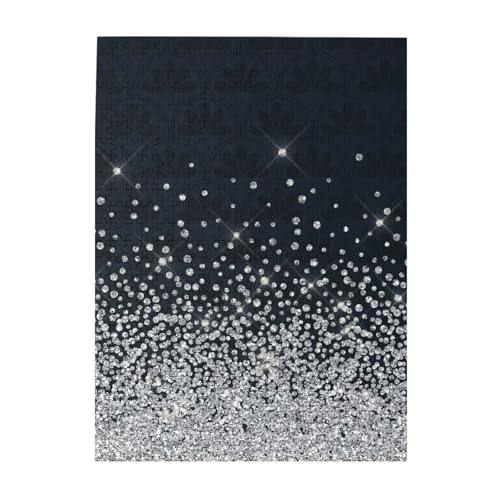 Puzzle 500 Teile für Erwachsene Familien Puzzlespiel für die ganze Familie Anspruchsvolle Puzzles,Schwarz Silber Glitzer Diamant Funkelnd von Hyaszst