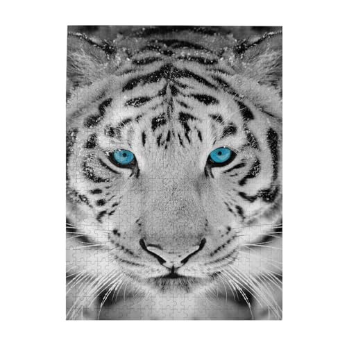 Puzzle 500 Teile für Erwachsene Familien Puzzlespiel für die ganze Familie Anspruchsvolle Puzzles,Schwarz-Weiß-Tiger von Hyaszst