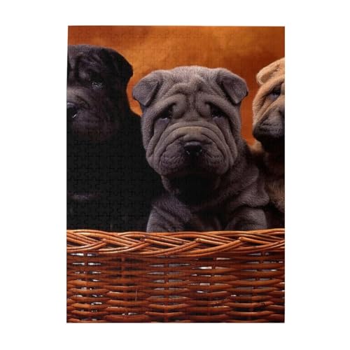 Puzzle 500 Teile für Erwachsene Familien Puzzlespiel für die ganze Familie Anspruchsvolle Puzzles,Shar Pei, schwarzer Welpe, kleine Hunde, Grauer Welpe, Haustiere Puzzle 500 Teile für Erwachsene Familien Puzzlespiel für die ganze Familie Anspruchsvolle Puzzles,Shar Pei, schwarzer Welpe, kleine Hunde, Grauer Welpe, Haustiere von Hyaszst