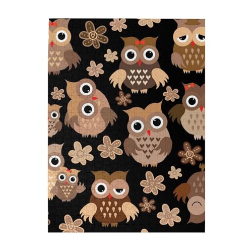 Puzzle 500 Teile für Erwachsene Familien Puzzlespiel für die ganze Familie Anspruchsvolle Puzzles,Süße Eule von Hyaszst