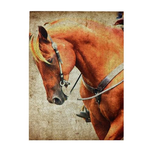 Puzzle 500 Teile für Erwachsene Familien Puzzlespiel für die ganze Familie Anspruchsvolle Puzzles,Westernpferd Grunge Puzzle 500 Teile für Erwachsene Familien Puzzlespiel für die ganze Familie Anspruchsvolle Puzzles,Westernpferd Grunge von Hyaszst