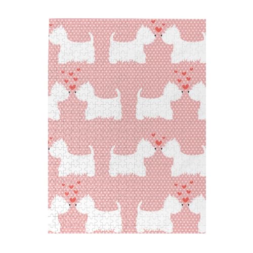 Puzzle 500 Teile für Erwachsene Familien Puzzlespiel für die ganze Familie Anspruchsvolle Puzzles,Westie Hunde Muster von Hyaszst