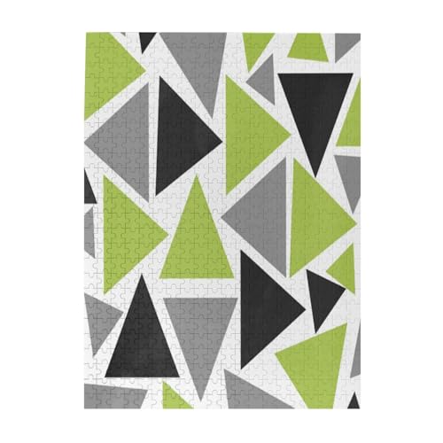 Puzzle 500 Teile für Erwachsene Familien Puzzlespiel für die ganze Familie Anspruchsvolle Puzzles,Zufällige Dreiecke Lime Green Grau Schwarz auf Weiß Puzzle 500 Teile für Erwachsene Familien Puzzlespiel für die ganze Familie Anspruchsvolle Puzzles,Zufällige Dreiecke Lime Green Grau Schwarz auf Weiß von Hyaszst