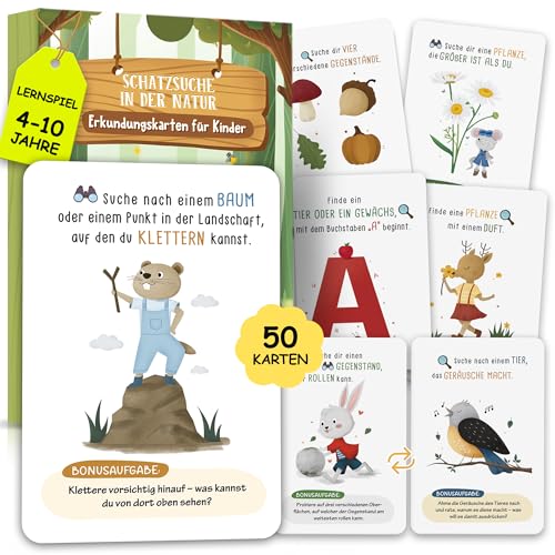 Natur entdecken mit 50 liebevoll gestalteten Suchkarten – Outdoor-Spiel für Kinder ab 4 – Fördert Neugier & Naturwissen kleine Abenteurer von Hyggartn