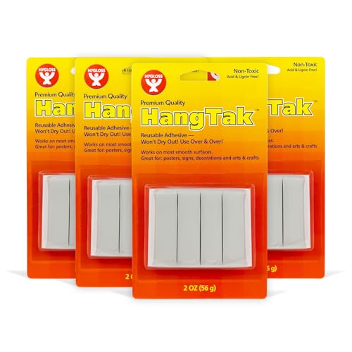 Hygloss Products HangTak - Reusable Adhesive Putty Tack for Posters, Signs, Crafts & More - 8 Ounces - White - 4 Pack (65038) von Hygloss