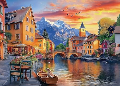 Hykmy Puzzle 1000 Teile Herausforderndes Rätsel Pädagogisches Spielzeug Geschenke Klassische Puzzles für Erwachsene und Kinder ab 14 Jahren,70x50cm-Altes Rathaus von Hykmy