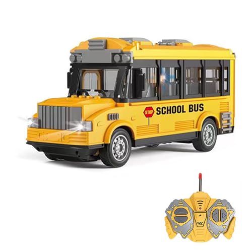 Hylukon Ferngesteuerter Bus, RC Auto 1/30 4CH Mit Leichter Musik, Tür Zum Öffnen, Interaktionsspielzeug Für Eltern-Kind-Interaktion von Hylukon