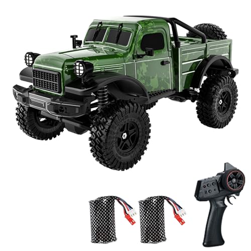 Hylukon Ferngesteuerter LKW 1:18-4WD All Terrain RC – RC Auto mit 2 Akkus und Geschwindigkeitsregelung – 2,4 GHz 4WD Rock Crawler elektrisch mit LED-Lichtern, Spielzeug geeignet für Kinder, Grün Hylukon Ferngesteuerter LKW 1:18-4WD All Terrain RC – RC Auto mit 2 Akkus und Geschwindigkeitsregelung – 2,4 GHz 4WD Rock Crawler elektrisch mit LED-Lichtern, Spielzeug geeignet für Kinder, Grün von Hylukon