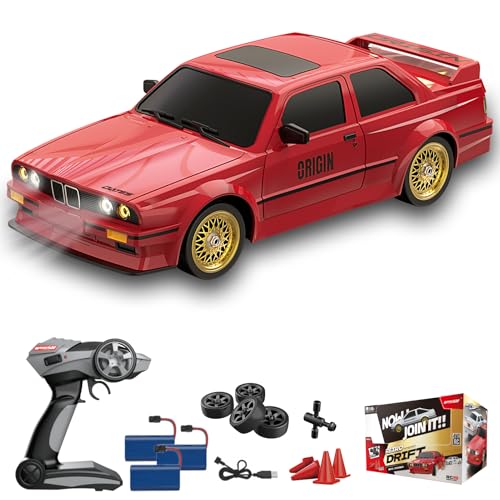Hylukon Ferngesteuertes Auto, 2,4 GHz, RC Drift Car 30 km/h – 1/16 Rennwagen mit Vorder- und Rückleuchten, Retro-Stil von Hylukon